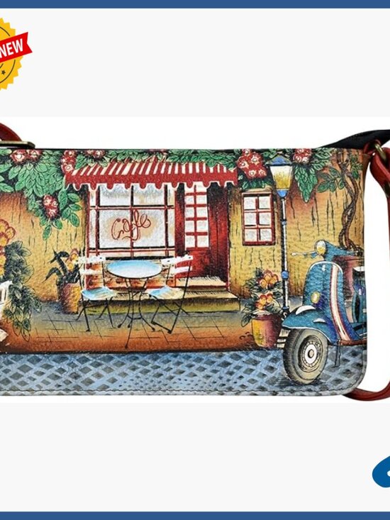 Handbags - Hand-Painted Genuine Leather Crossbody Organizer Bag, One Size